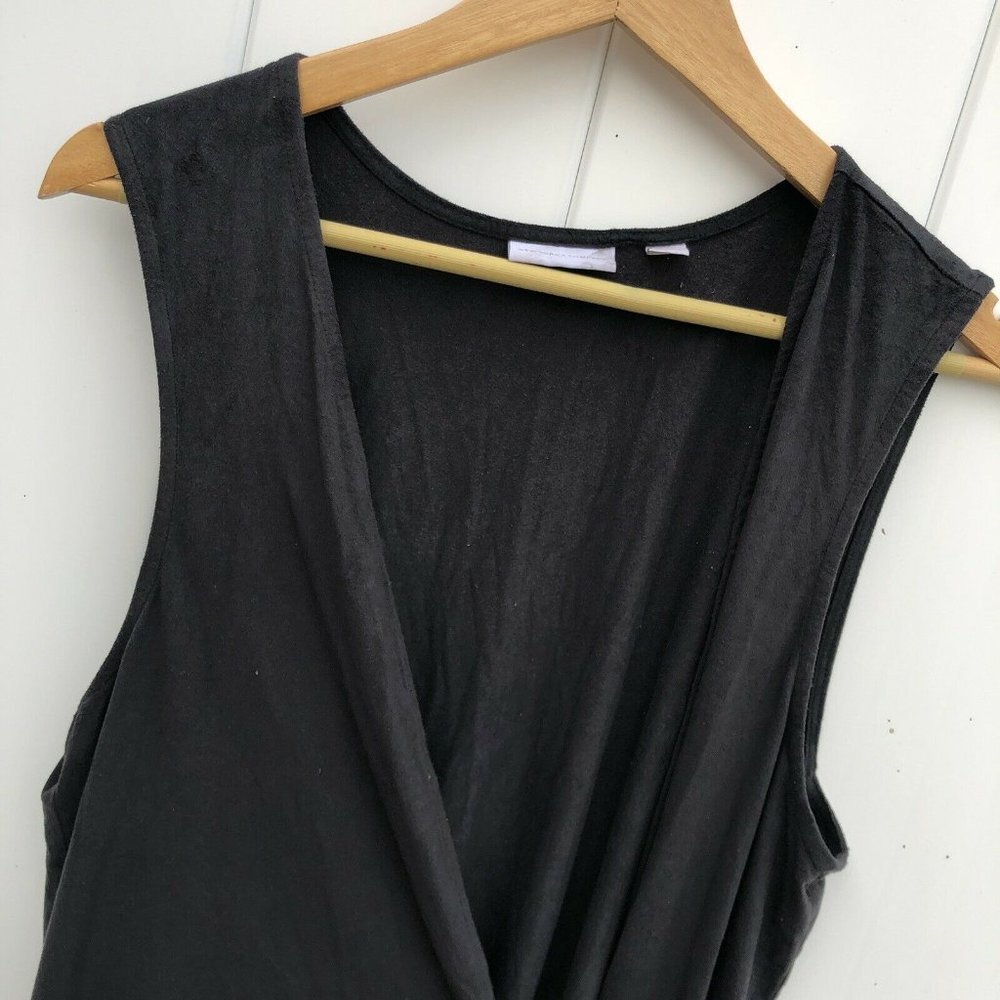New York & Company NY&C Faux Suede Vest Fringe Long Gray Large - Picture 3 of 7